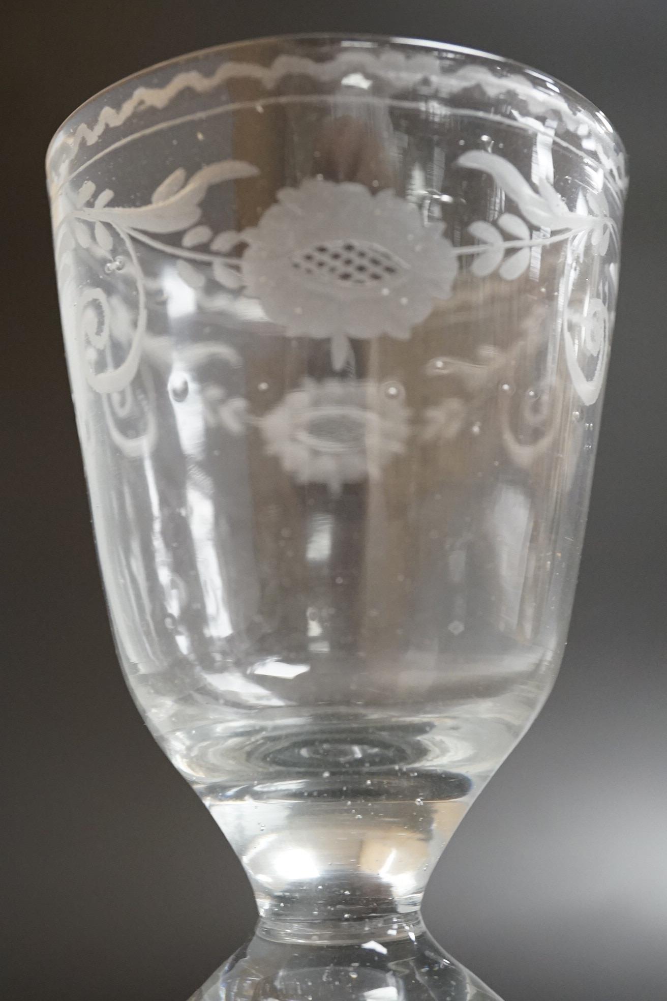 An 18th century Lauenstein drinking glass, engraved bowl, 15.5cm